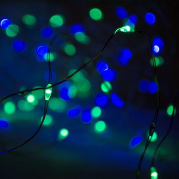 Preview: Catena luminosa in filo d‘argento, 80 LED, IP44, a batteria, colorata, L 395 cm