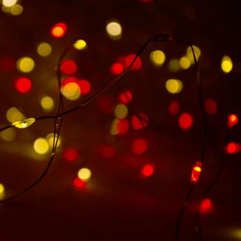 Preview: 2er-Set Silberdraht-Lichterkette, 160 LEDs, IP44, batteriebetrieben, bunt, L 795 cm