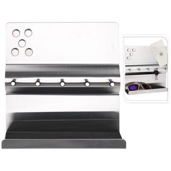 Preview: Tableau à clés Mural Acier Inoxydable - 5 Crochets, Panneau Magnétique & Étagère - 24x24x7 cm - Idéal Familles & Colocations Preview: Tableau à clés Mural Acier Inoxydable - 5 Crochets, Panneau Magnétique & Étagère - 24x24x7 cm - Idéal Familles & Colocations