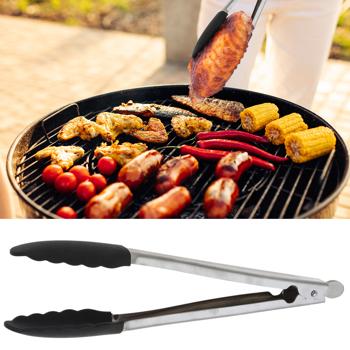 Lot De 3 Pinces De Cuisine En Acier Inoxydable - Poignée Antidérapante, Pour Barbecue, Viande, Pâtes, Salade