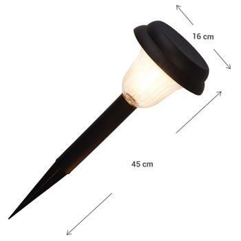 Preview: Set di luci per sentieri con picchetto a terra: 4 pezzi, nero, 16x16x45cm, cavo da 5m, illuminazione da giardino bianco caldo - per sentieri sicuri