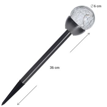 Preview: Dekorative Solar-Kugellampen: 5 Stück, 36cm, Edelstahl & Glas, warmweiss - ideal für Gartenwege, Terrassen, Beete - hochwertiges Ambiente