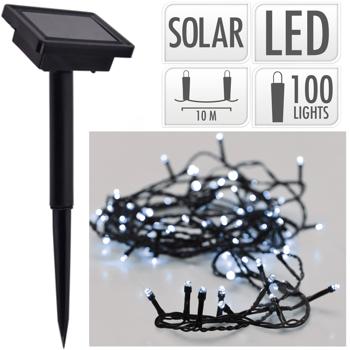 Preview: Solar-Lichterkette, kalt-weiss mit 100 LEDs, 1.5m