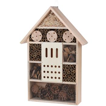 Preview: Insect hotel, 51 x 35 x 10 cm, nesting box made of natural woods and cones for bees, butterflies, beetles, and other helpers in the garden