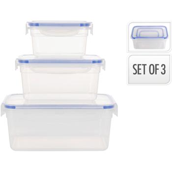 Preview: Boîtes à provisions - Set de 6 en plastique robuste, transparent - Idéal pour farine, sucre, riz - 2x 500/900/1500ml - Lavable lave-vaisselle, micro-ondes