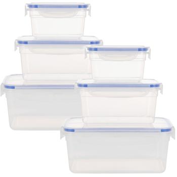 Preview: Boîtes à provisions - Set de 6 en plastique robuste, transparent - Idéal pour farine, sucre, riz - 2x 500/900/1500ml - Lavable lave-vaisselle, micro-ondes