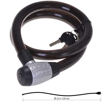 Preview: Fahrradschloss Stahlseil - Diebstahlschutz für E-Bikes, Mopeds & hochwertige Velos - Sicherheitsstufe 10 - Ø 25x1200mm, schwarz, 2 Schlüssel