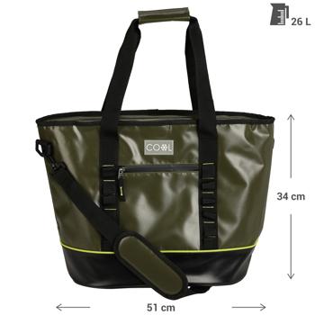 Preview: Kühltasche 26L - Ideal für Picknick, Einkäufe, Camping - Hält Lebensmittel frisch - 51x24x34cm - 6mm Isolierschicht - Auslaufsicheres Vinyl - Schultergurt