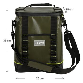 Preview: Borsa termica isolata, 12 litri, con tracolla, in vinile impermeabile - verde oliva, per un raffreddamento duraturo in viaggio