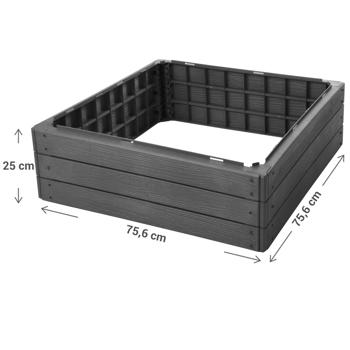 Preview: Quadratischer Beetrahmen, robust - schwarz, 75,6 x 75,6 x 25 cm – langlebige Gartenbeet-Einfassung für Gemüse und Blumen
