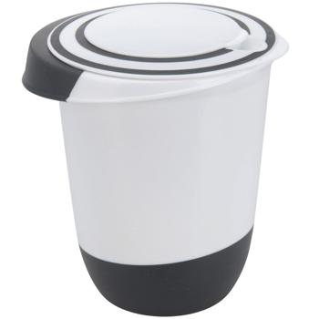 Preview: Bol Mélangeur Antidérapant 1.5L - Couvercle Fraîcheur Anti-éclaboussures, Bec Verseur & Poignée - Robuste, Sans BPA, Lave-Vaisselle - Blanc/Noir