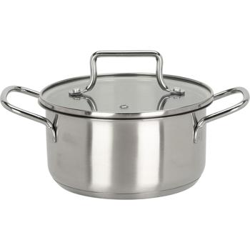 Preview: Elegante set di pentole da 7 pezzi, compatibile con l‘induzione - Acciaio inossidabile, argento, manici arrotondati - Pentole premium per i migliori risultati