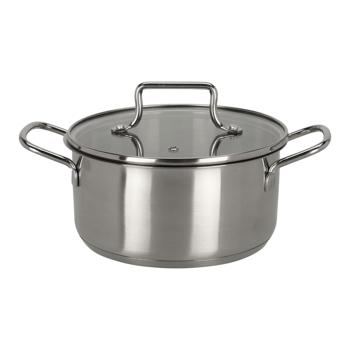 Preview: Elegante set di pentole da 7 pezzi, compatibile con l‘induzione - Acciaio inossidabile, argento, manici arrotondati - Pentole premium per i migliori risultati