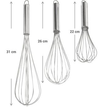 Preview: 3-piece stainless steel hand whisk set