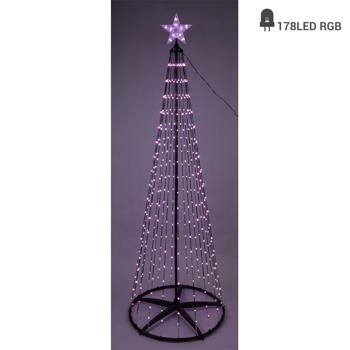 Preview: LED Weihnachtsbaum 150cm - Mehrfarbige 178 LEDs mit Sternspitze - IP44 Schutz für Innen & Aussen - Dimmbar & Fernbedienbar - Schneller Aufbau inkl. Haken