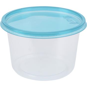 Preview: Set de Boîtes de Conservation 50 Pièces avec Couvercles Bleus - Rangement Aliments Frais et Restes - 9 Tailles Différentes Empilables