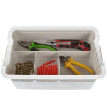 Preview: Aufbewahrungsbox mit Organizer, 9 Liter, transparent/grau