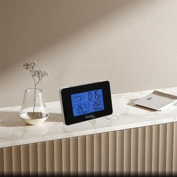 Preview: Station météo sans fil avec capteur extérieur – prévisions météo et réveil – thermomètre et hygromètre avec affichage de l’heure et de la date