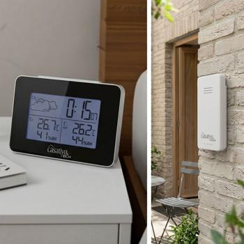 Station météo sans fil avec capteur extérieur – prévisions météo et réveil – thermomètre et hygromètre avec affichage de l’heure et de la date