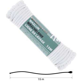 Preview: Corde à linge indéchirable blanche 15m - Idéale jardin, balcon, camping - Économique, polyvalente, ménage les fibres délicates - 4.7mm