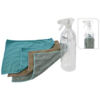 Preview: Flacone spray da 750 ml e 3 panni in microfibra Preview: Flacone spray da 750 ml e 3 panni in microfibra