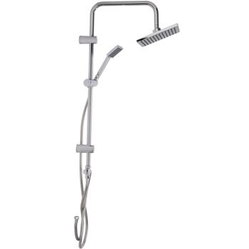 Preview: Douche de pluie chromée - Set complet avec 2 pommeaux et flexibles - Acier inoxydable - Installation facile - Expérience bien-être relaxante