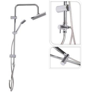 Preview: Douche de pluie chromée - Set complet avec 2 pommeaux et flexibles - Acier inoxydable - Installation facile - Expérience bien-être relaxante