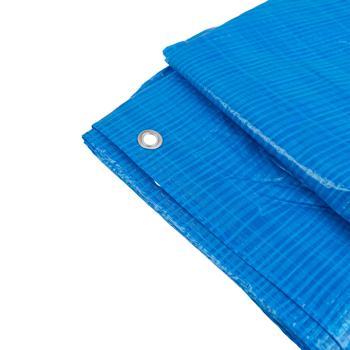 Preview: Bâche de protection polyéthylène - Imperméable & résistante intempéries pour jardin/camping/remorque - 4x6m bleu avec œillets de fixation