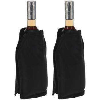 Set of 2 black bottle cooler sleeves – Flexible cooling cover for wine bottles, champagne bottles & drinks with gel filling, lightweight & handy