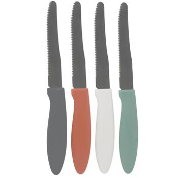 Preview: Steakmesser-Set 8 Stück - Müheloses Schneiden von Fleisch & Pizza - Scharfe Edelstahlklingen - Ergonomische Griffe - 4 Farben - 20.5cm Gesamtlänge