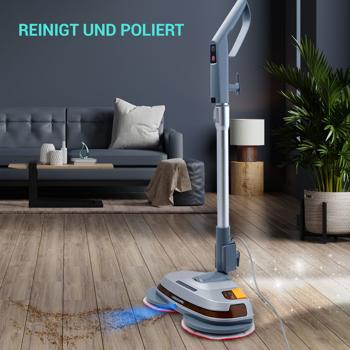 Preview: Robust deep-cleaning floor polisher, telescopic handle, microfiber pads, spray function, for laminate, parquet, tiles, marble, slate