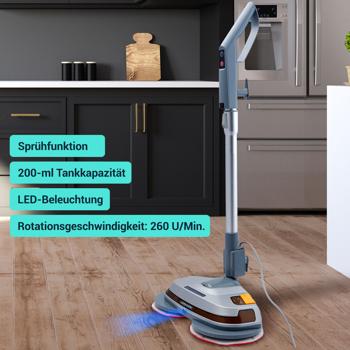 Preview: Robust deep-cleaning floor polisher, telescopic handle, microfiber pads, spray function, for laminate, parquet, tiles, marble, slate