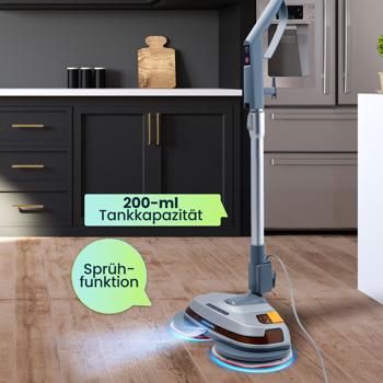 Preview: Robuste tiefenreinigende Fussboden-Poliermaschine, Teleskop-Griff, Mikrofaserpads, Sprühfunktion, für Laminat, Parkett, Fliesen, Marmor, Schiefer