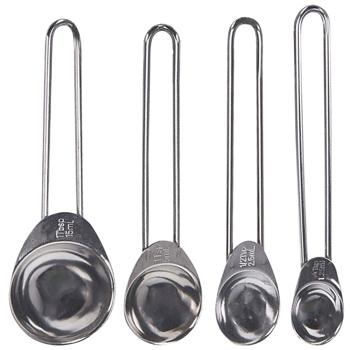Preview: Cuillères doseuses acier inoxydable 4 pièces - Mesure précise pour cuisine & pâtisserie - 15ml, 5ml, 2.5ml, 1.25ml - Durables, résistantes à la rouille