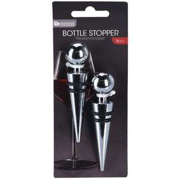 Preview: Bottle stopper set of 2, chrome-plated metal