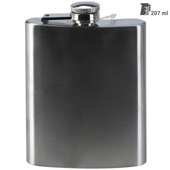 Preview: Flasque Acier Inoxydable - Randonnée/Fêtes - Whisky, Eaux-de-vie, Liqueurs aux Herbes - Bouchon Anti-Fuite - 207 ml - 13x9.5x2.5 cm - 107g