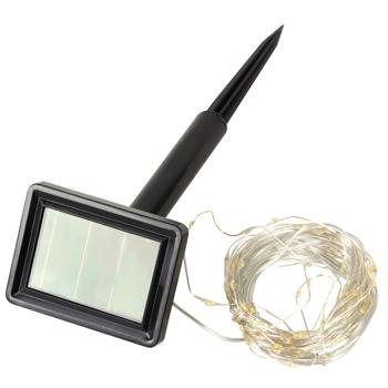 Preview: Dekorativer Solar Lichterdraht, 100 LEDs, 5 Meter – Stimmungsvolle LED Lichterkette mit Solarpanel für Garten, Terrasse & Balkon