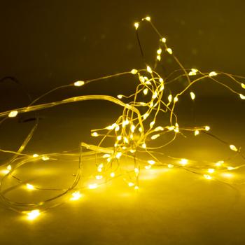 Preview: Dekorativer Solar Lichterdraht, 100 LEDs, 5 Meter – Stimmungsvolle LED Lichterkette mit Solarpanel für Garten, Terrasse & Balkon