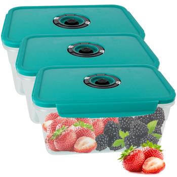 Preview: 3er-Set Vakuum Vorratsdose 1200 ml - Hygienische Lebensmittelaufbewahrung - Klickverschluss, Vakuumpumpe, BPA-frei, spülmaschinenfest & gefriergeeignet