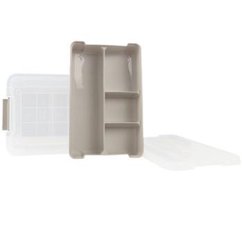 Preview: Aufbewahrungsboxen 2er-Set - integrierter Organizer & Klickverschluss - 5/9 Liter transparent/grau - staub-/mottenfrei für Kabel, Werkzeug & Zubehör