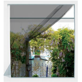 Preview: Lot 4 Moustiquaires Fenêtre - Protection Anti-Moustiques, Mouches, Araignées - Découpables, Bande Velcro, Gris 1,3x1,5m