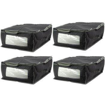 set of 4 underbed drawers with viewing window & handle, 50 x 38 x 20cm, gray