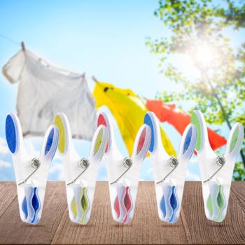 Preview: Wäscheklammern mit Soft-Grip 80 Stück - Schonend für Textilien & ohne Druckstellen - 5 bunte Farben (blau, rot, gelb, türkis, grün) - Langlebig für Haushalt & Garten