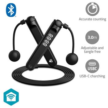 Preview: SmartLife corda intelligente per saltare Bluetooth, con funzione app, contatore, USB-C, nero - Strumento di fitness intelligente per numeri di salto e allenamenti precisi