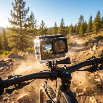 Action Cam - Double Écran Full-HD 1080p 12 MP - Wi-Fi App iOS/Android - Étanche 30m - Microphone Intégré - Selfie Vlog Webcam - Noir - 140°