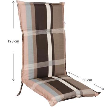 Preview: Housse Chaise Haut Dossier - Motif Carreaux Brun - 123x50x6 cm - Coton/Polyester - Robuste & Durable - Extérieur/Intérieur