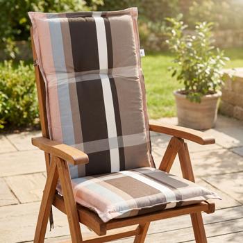 Preview: Coussin pour chaise haute motif carreaux, marron 123 x 50 x 6 cm