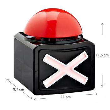 Preview: Buzzer sonore et lumineux LED - Idéal quiz, soirées jeux, écoles, groupes - Design ludique, rapide, ABS/métal, 9.7x11.5x11cm