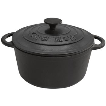 Preview: Casseruola in ghisa 24 cm / 4 litri nera - In ghisa grigia per brasare e cuocere teneramente - Eccellente ritenzione del calore per un aroma e una cottura perfetti