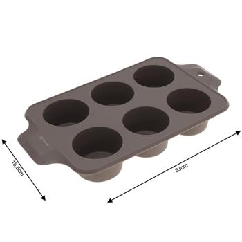 Preview: Moule à muffins silicone - kit cuisson 6 muffins individuels - 5 cuillères, spatule, pinceau - résiste 210°C - cadeau pâtissier